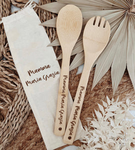 Set utensili personalizzati in legno inciso