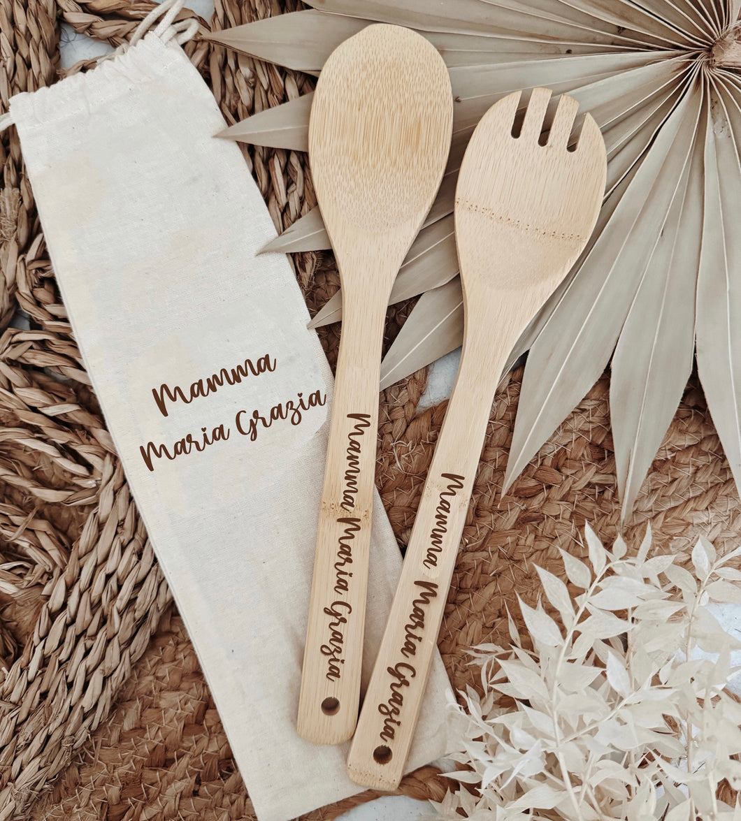 Set utensili personalizzati in legno inciso