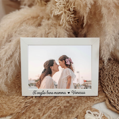 Cornice portafoto in legno inciso personalizzata